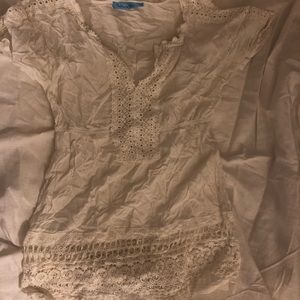 White lace swim coverup